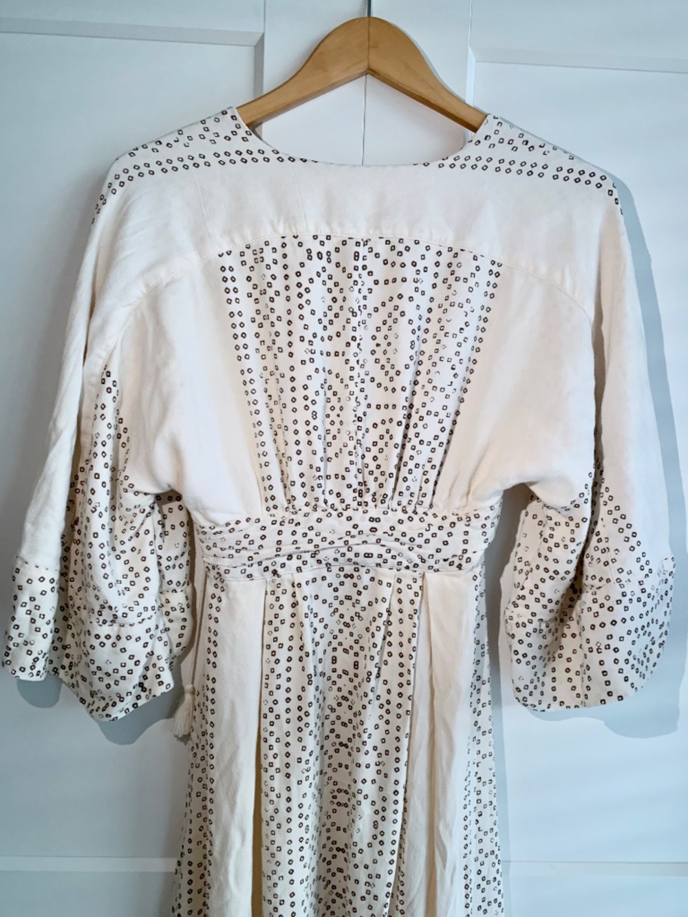 Free People Modern Kimono Pearl Combo Ivory Lace Up Tassel  Maxi Dress  Size 2 - Picture 6 of 15